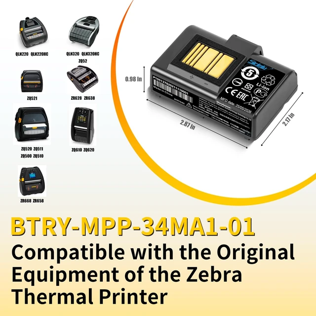 Alt view image 2 of 7 - 3500mAh ZQ520 ZQ620 Battery Replacement for Zebra Mobile Printer ZQ610 ZQLN320 QLN220 ZQ521 ZQ500 ZQ510 ZQ520 ZQ521 ZR628 ZR638 ZR658 ZR668 ZQ620 Upgrade Lithium Battery