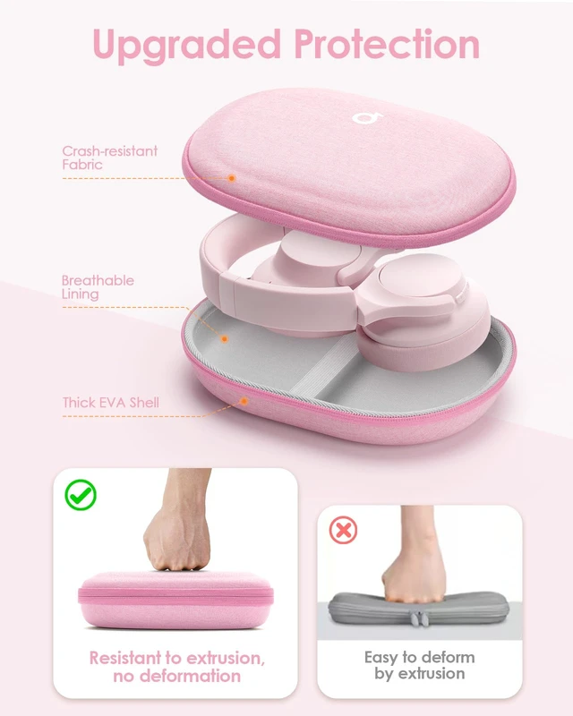 Alt view image 3 of 6 - Headphone Case Hard for Bose QuietComfort Ultra QC45 QC35 QC25 QC15 QCSE Fits JBL Tune 510BT 720BT/Live 770NC/Soundcore Anker Foldable Over-Ear Headphones, Super-Slim Portable Travel Organizer Bag