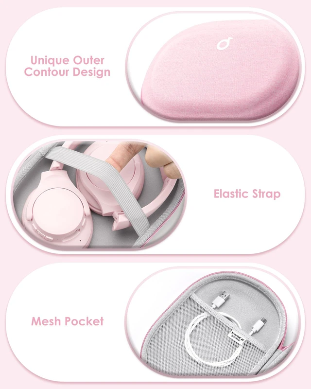 Alt view image 4 of 6 - Headphone Case Hard for Bose QuietComfort Ultra QC45 QC35 QC25 QC15 QCSE Fits JBL Tune 510BT 720BT/Live 770NC/Soundcore Anker Foldable Over-Ear Headphones, Super-Slim Portable Travel Organizer Bag