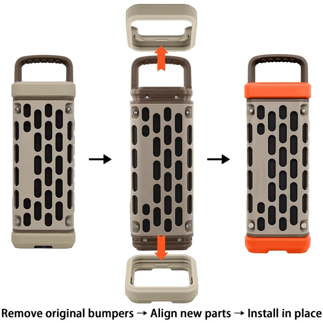 Alt view image 4 of 7 - for Turtlebox Ranger Bumpers, Protective Snap-On Covers, Orange Premium Soft Silicone Material, Shock Cushioning, Enhanced Grip, Long-Lasting Performance
