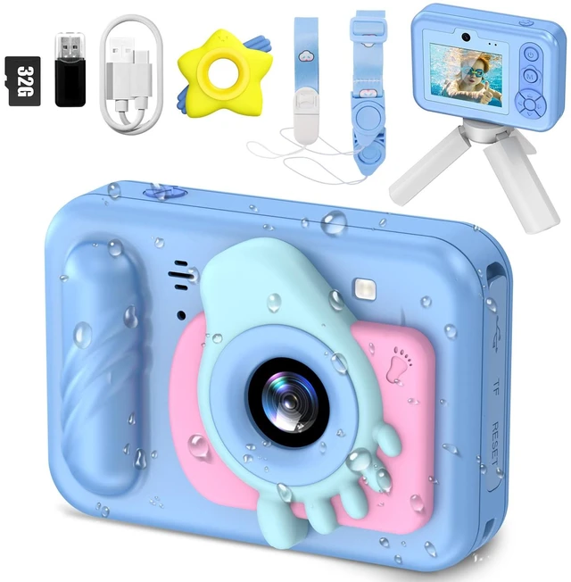Main image of Underwater Camera for Kids - IP68 Waterproof Camera, 48MP Dual Lens, 1080P Video Recording, Toddler Camera for Pool & Beach, Ideal Christmas Birthday Gifts for Boys Girls Age 3-12 (Sky Blue)