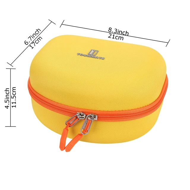 Alt view image 3 of 7 - Hard Travel Case for Riwbox CT-7 / CT-7S Cat Ear LED Light Kids Wireless Headphones, Protective Carrying Storage Bag Box for Sale(Yellow&Orange)