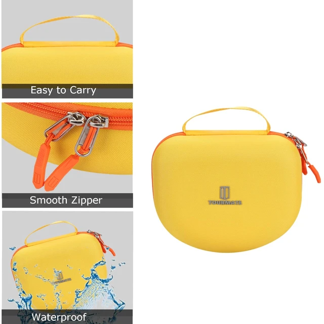 Alt view image 4 of 7 - Hard Travel Case for Riwbox CT-7 / CT-7S Cat Ear LED Light Kids Wireless Headphones, Protective Carrying Storage Bag Box for Sale(Yellow&Orange)