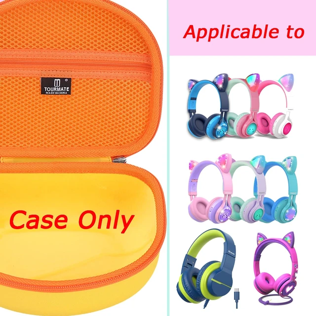 Alt view image 6 of 7 - Hard Travel Case for Riwbox CT-7 / CT-7S Cat Ear LED Light Kids Wireless Headphones, Protective Carrying Storage Bag Box for Sale(Yellow&Orange)