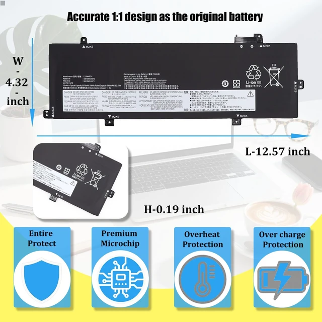 Alt view image 5 of 7 - L21M4P74 Battery Replacement for Lenovo ThinkPad T16 Gen 1 ThinkPad T16 Gen 2, ThinkPad P16s Gen 1 Gen 2 Series, Laptop Battery L21C4P72 L21D4P73 L21M4P73 L21D4P72 L21L4P72, 86Wh