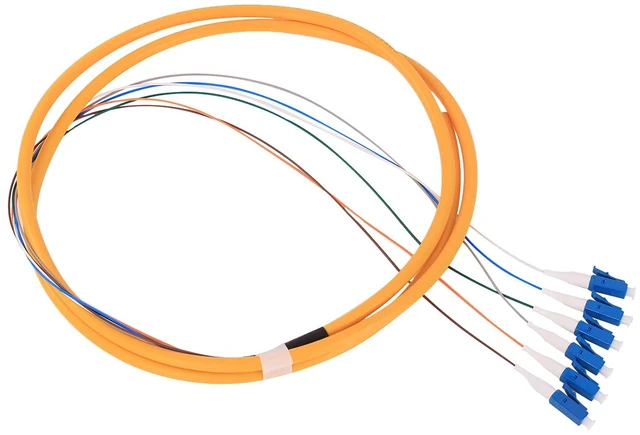 Main image of 1.5m LC Fiber Pigtail, 6 Color-Coded SingleMode 9/125 LC-UPC Fiber Optic Patch Cord with Ceramic Ferrule Plug for Fusion Splicing