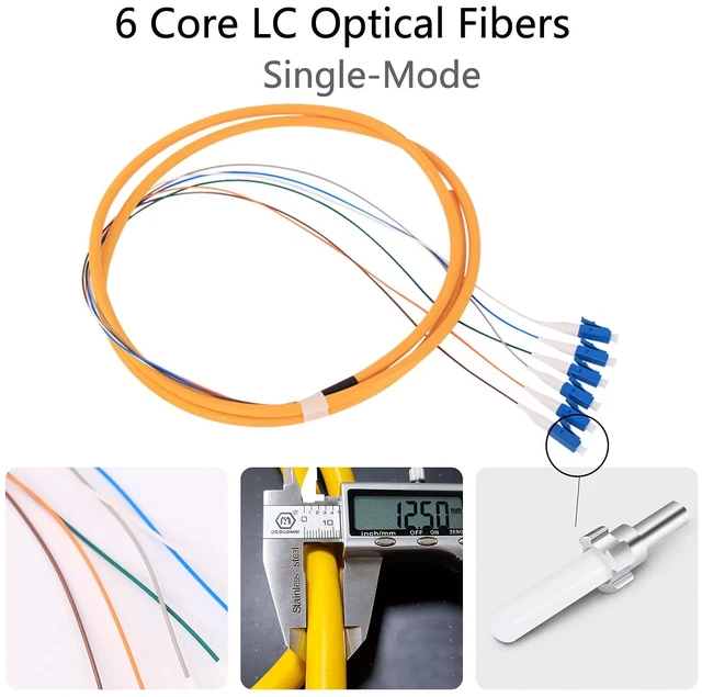 Alt view image 3 of 7 - 1.5m LC Fiber Pigtail, 6 Color-Coded SingleMode 9/125 LC-UPC Fiber Optic Patch Cord with Ceramic Ferrule Plug for Fusion Splicing