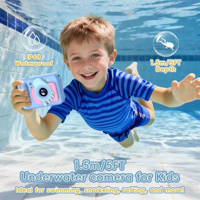 Alt view image 3 of 7 - Underwater Camera for Kids - IP68 Waterproof Camera, 48MP Dual Lens, 1080P Video Recording, Toddler Camera for Pool & Beach, Ideal Christmas Birthday Gifts for Boys Girls Age 3-12 (Sky Blue)