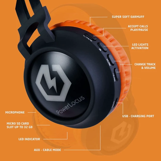 Alt view image 5 of 7 - Kids Headphones Wireless, LED Lights, 85dB Safe Volume Limit Bluetooth Headphones for Kids Over Ear, Foldable, Micro SD Mode, Built-in & Line-in Microphone for iPad,Phones,Tablets,Laptop