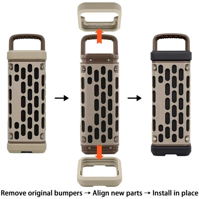 Alt view image 4 of 7 - for Turtlebox Ranger Bumpers, Protective Snap-On Covers, Black Premium Soft Silicone Material, Shock Cushioning, Enhanced Grip, Long-Lasting Performance