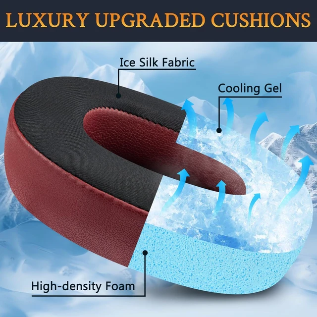 Alt view image 3 of 5 - Cooling Gel Replacement Ear Pads for JBL E65BTNC/Live 650BTNC/Live 770NC/Live 660NC/Duet NC Over-Ear Headphones, Earpads Cushions with Noise Isolation Foam - Burgundy