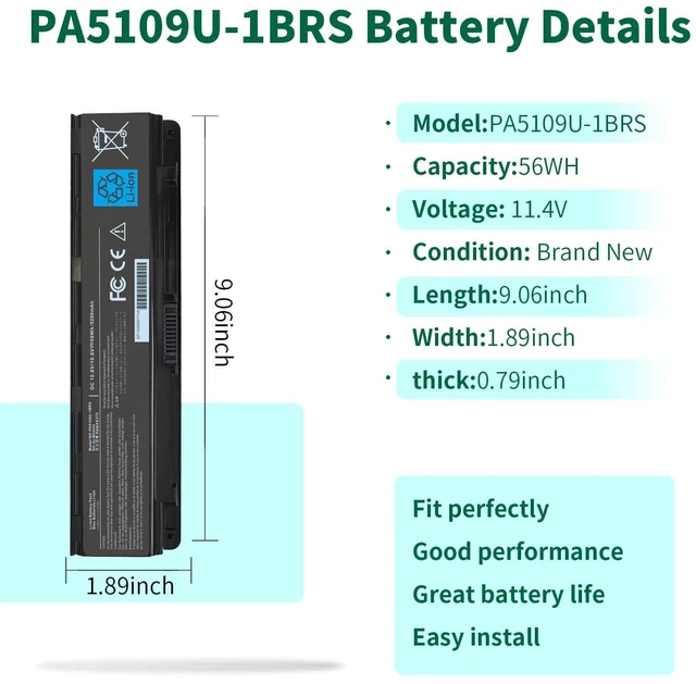 Alt view image 2 of 7 - PA5109U-1BRS PABAS272 Battery for Toshiba Satellite S75-B C75 C75D-B C75D-C C55 C75D-B7100 C75D-B7304 C75D-A7223 L75-B7150 L75D-A7284 S75-A7334 C55D-A5381 C55-A5135 C55-A5172 PA5110U-1BRS PA5108U-1BRS