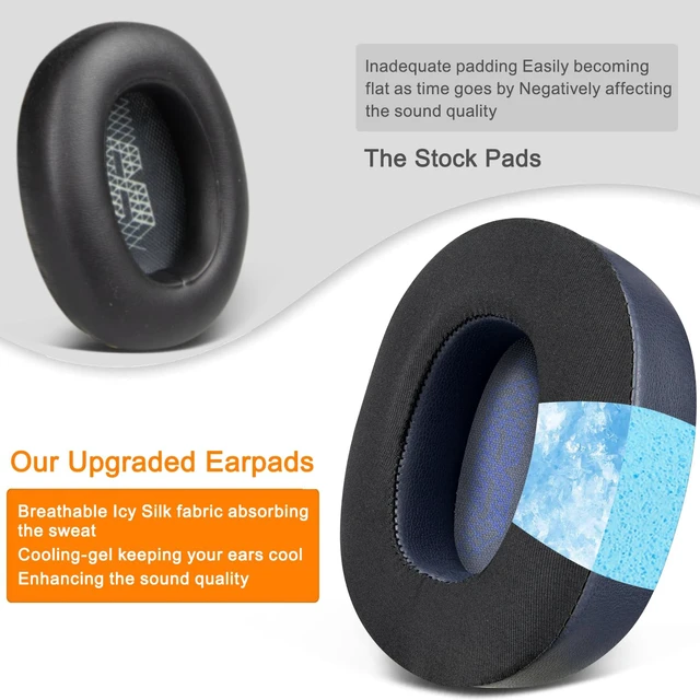 Alt view image 6 of 7 - Cooling Gel Replacement Ear Pads for JBL E65BTNC/Live 650BTNC/Live 770NC/Live 660NC/Duet NC Over-Ear Headphones, Earpads Cushions with Noise Isolation Foam - Navy Blue
