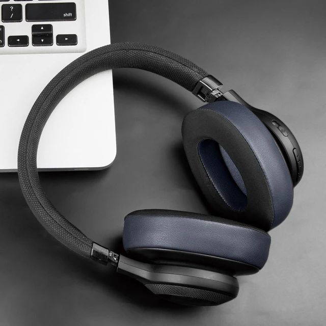 Alt view image 7 of 7 - Cooling Gel Replacement Ear Pads for JBL E65BTNC/Live 650BTNC/Live 770NC/Live 660NC/Duet NC Over-Ear Headphones, Earpads Cushions with Noise Isolation Foam - Navy Blue