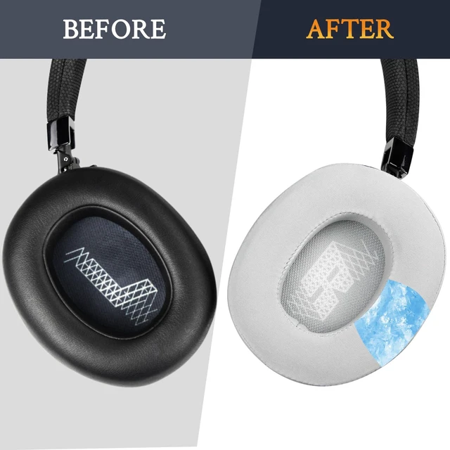 Alt view image 4 of 7 - Cooling Gel Replacement Ear Pads for JBL E65BTNC/Live 650BTNC/Live 770NC/Live 660NC/Duet NC Over-Ear Headphones, Earpads Cushions with Noise Isolation Foam - Grey