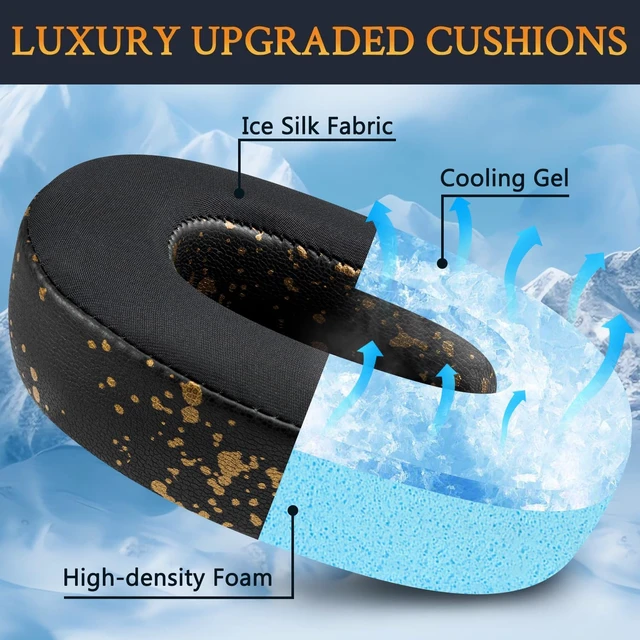 Alt view image 3 of 5 - Cooling Gel Replacement Ear Pads for JBL E65BTNC/Live 650BTNC/Live 770NC/Live 660NC/Duet NC Over-Ear Headphones, Earpads Cushions with Noise Isolation Foam - Black Gold