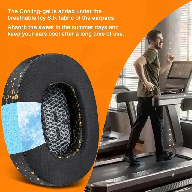 Alt view image 5 of 5 - Cooling Gel Replacement Ear Pads for JBL E65BTNC/Live 650BTNC/Live 770NC/Live 660NC/Duet NC Over-Ear Headphones, Earpads Cushions with Noise Isolation Foam - Black Gold