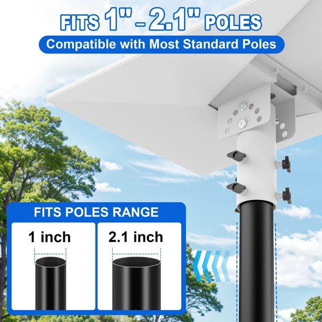 Alt view image 3 of 6 - Starlink Standard 4/4X /Gen 3 Adjustable Pipe Adapter, Fits 1"-2.1" Poles 180°Tilt & 360°Rotate, Wind-Resistant, Optimal Signal, Easy Installation for Homes, Roof, Wall, Backyard, RVs & More
