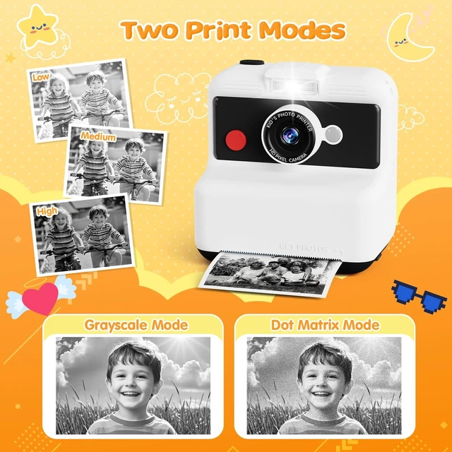 Alt view image 3 of 7 - Kids Camera Instant Print, 3.0'' Screen 48MP Kids Digital Camera Includes 32GB Card & 3 Rolls Print Paper, 7 Print Densities, Christmas Birthday Gifts for Children 3 4 5 6 7 8 9 10 Years Old