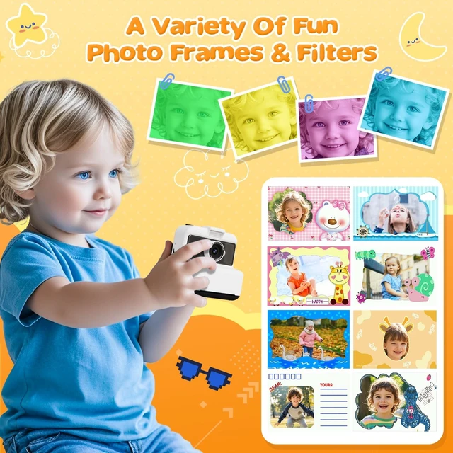 Alt view image 4 of 7 - Kids Camera Instant Print, 3.0'' Screen 48MP Kids Digital Camera Includes 32GB Card & 3 Rolls Print Paper, 7 Print Densities, Christmas Birthday Gifts for Children 3 4 5 6 7 8 9 10 Years Old