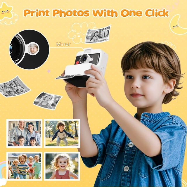 Alt view image 6 of 7 - Kids Camera Instant Print, 3.0'' Screen 48MP Kids Digital Camera Includes 32GB Card & 3 Rolls Print Paper, 7 Print Densities, Christmas Birthday Gifts for Children 3 4 5 6 7 8 9 10 Years Old