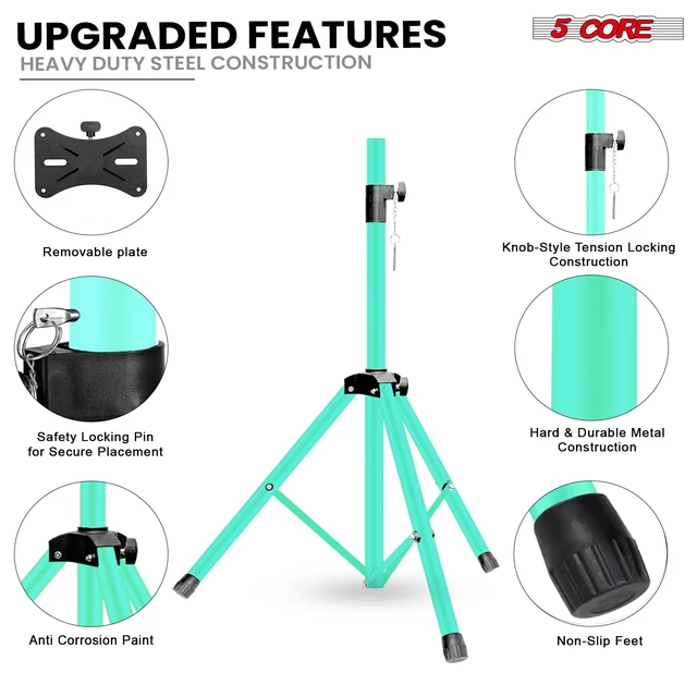 Alt view image 6 of 7 - 5Core Speaker Stands Pair PA DJ Tripod Heavy Duty w 35mm Mount Insert Adjustable Universal Large Tall 31 to 54 Inch Stand w Safety Pin and Knob Tension Locking for Stage Studio