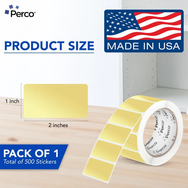 Alt view image 2 of 6 - Metallic Gold 1x2 Inch Sticker Labels with Perforation for Easy Tear-Off 500 Stickers Per Roll Strong Adhesion, VIP, Gift & Premium Product Identification Labels Made in USA