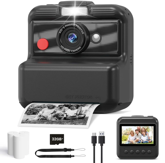 Main image of Kids Camera Instant Print, 3.0'' Screen 48MP Kids Digital Camera Includes 32GB Card & 3 Rolls Print Paper, 7 Print Densities, Christmas Birthday Gifts for Children 3 4 5 6 7 8 9 10 Years Old