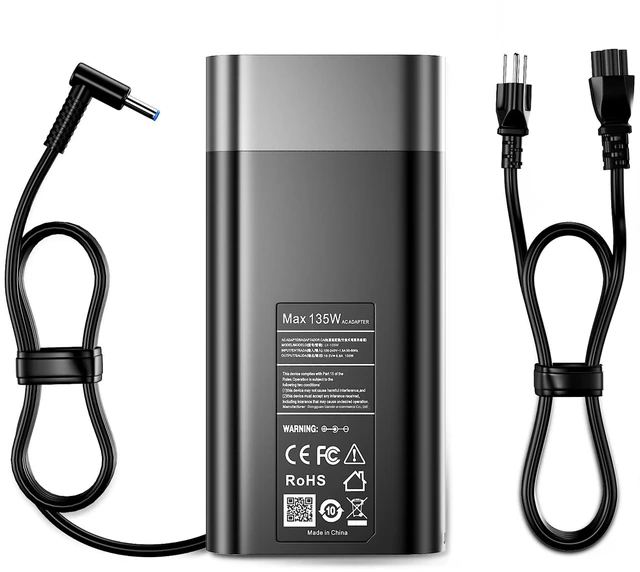 Main image of 135W Laptop Charger Compatible with HP Spectre X360 15 16 15t-df100 15-df 16t-f10 16-f2097nr Omen 15 17 Pavilion Gaming 15 16 ZBook Studio G5 G6 G7 TPN-DA11 l15534-001 Power Cord