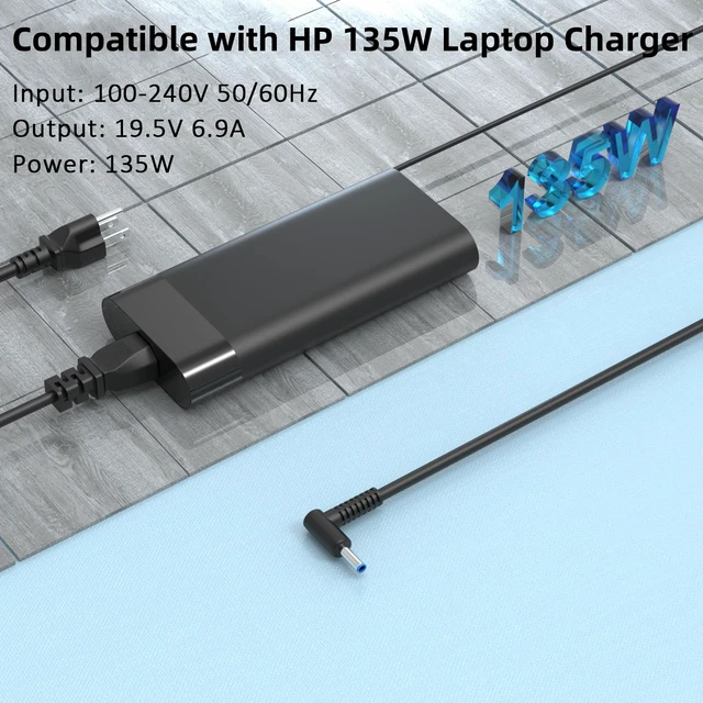 Alt view image 3 of 7 - 135W Laptop Charger Compatible with HP Spectre X360 15 16 15t-df100 15-df 16t-f10 16-f2097nr Omen 15 17 Pavilion Gaming 15 16 ZBook Studio G5 G6 G7 TPN-DA11 l15534-001 Power Cord