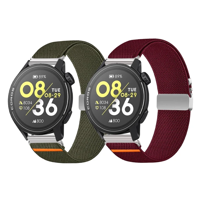 Alt view image 2 of 7 - Nylon Bands 22mm Compatible with COROS PACE 3/APEX 4 42mm/APEX Pro/APEX 2 Pro/APEX 46mm/PACE Pro Adjustable Sport Replacement Straps for Women Men