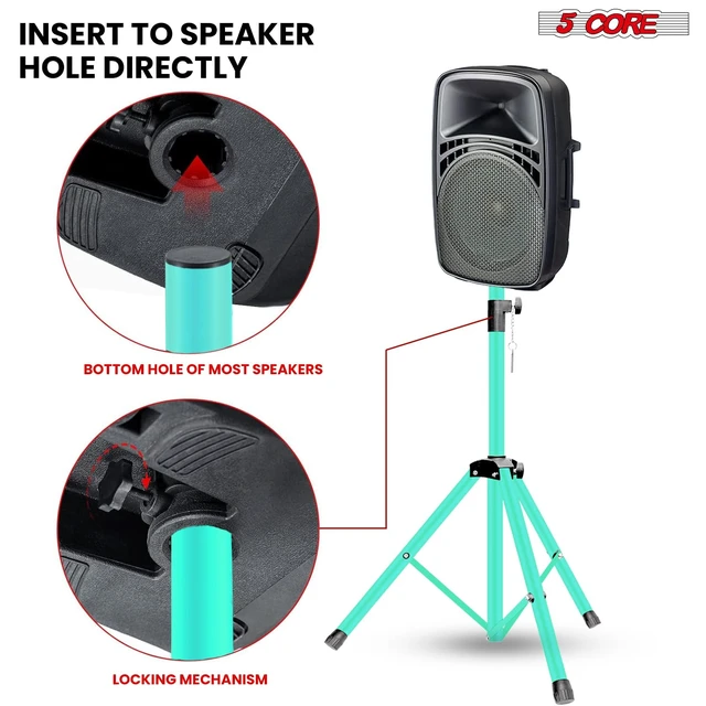 Alt view image 4 of 7 - 5Core Speaker Stands Pair PA DJ Tripod Heavy Duty w 35mm Mount Insert Adjustable Universal Large Tall 31 to 54 Inch Stand w Safety Pin and Knob Tension Locking for Stage Studio