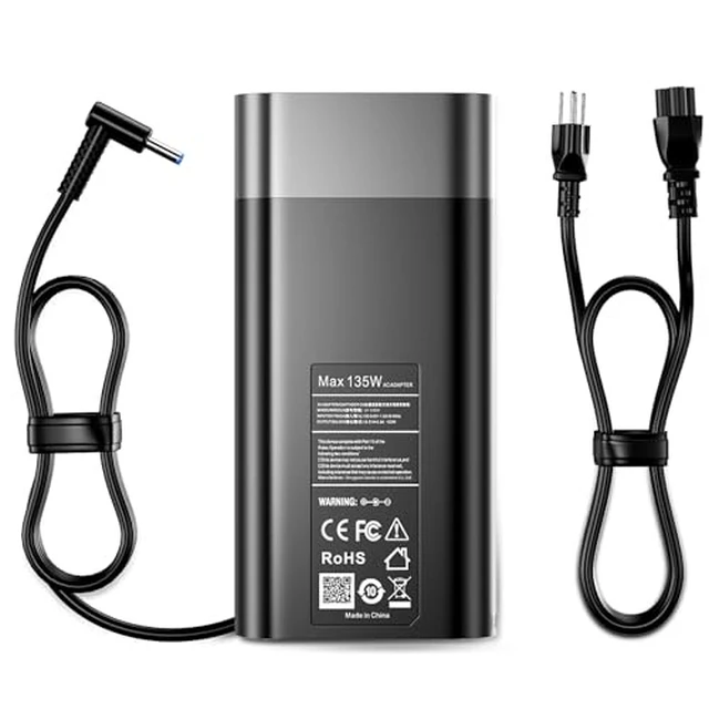 Alt view image 7 of 7 - 135W Laptop Charger Compatible with HP Spectre X360 15 16 15t-df100 15-df 16t-f10 16-f2097nr Omen 15 17 Pavilion Gaming 15 16 ZBook Studio G5 G6 G7 TPN-DA11 l15534-001 Power Cord