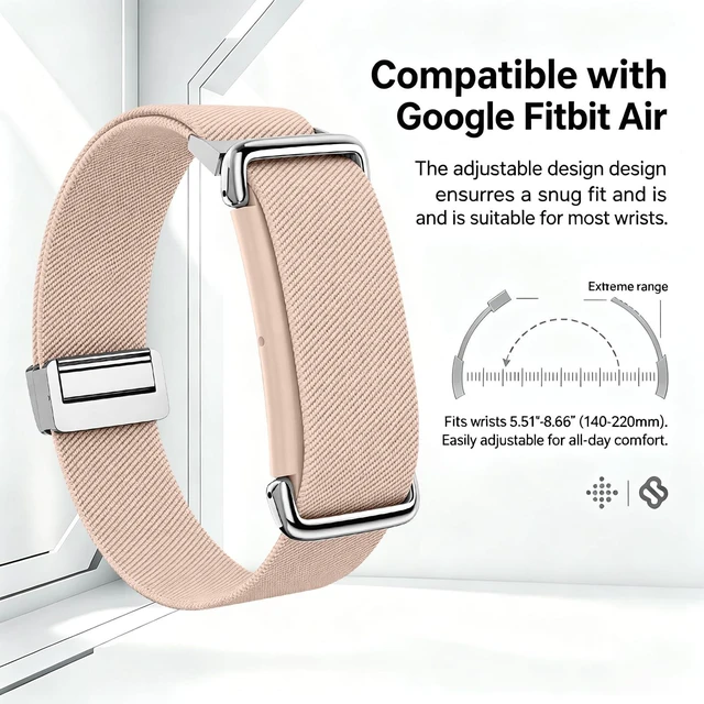 Alt view image 5 of 7 - Magnetic Sport Nylon Band Compatible with Google Fitbit Air Active Band Magnetic Clasp Soft Stretchy Nylon Band for Women MenAdjustable Breathable Wristband Ultra-thin & Lightweight Replacement