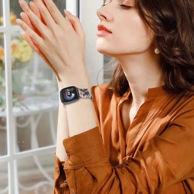 Alt view image 2 of 7 - Resin Band Compatible with Fitbit Versa 4/Versa 3 Bands For Women,Lightweight,Bracelet,Wristband,Replacement,For Fitbit Sense 2/Sense