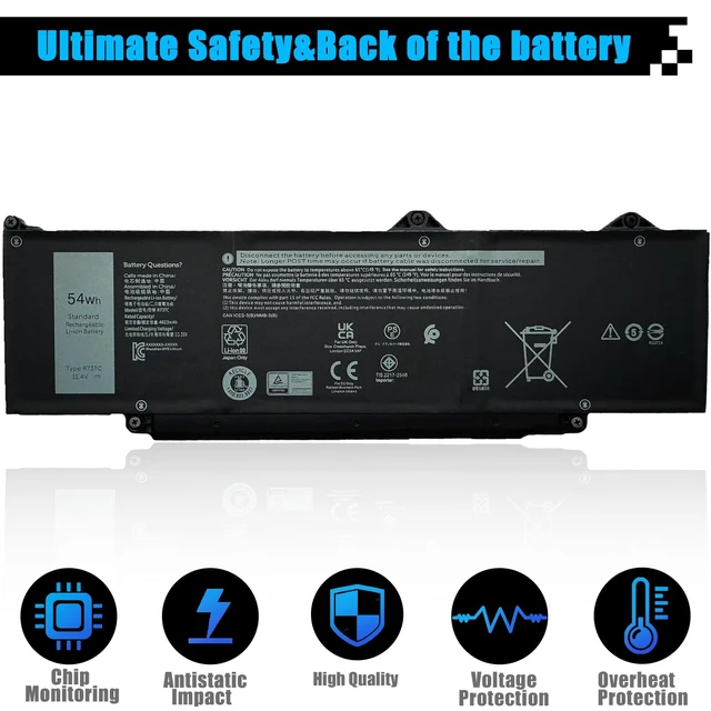 Alt view image 4 of 7 - R73TC Laptop Battery Replacement for Dell Latitude 3340 3440 3540 5340 5350 5440 5540 Latitude 3340 5340 5350 2-in-1 Precision 3480 3580 Series DR02P 2X1V9 GTG7N GRWKG KDM9P 0V042N 09HKT5 54Wh 11.4V
