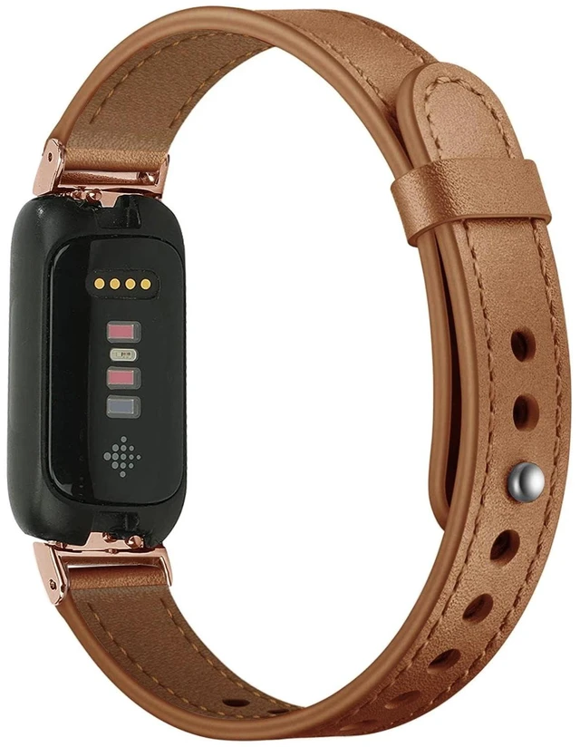 Alt view image 2 of 6 - Leather Band,Brown/Rose Gold,Fitbit Inspire 2/1 for Fitbit Inspire 3/2/1 Bands,Adjustable,Sport,Replacement Straps,for Women & Men