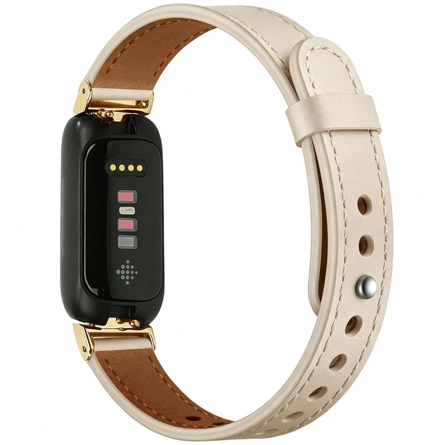 Alt view image 2 of 6 - Leather Band, Beige/Gold,for Fitbit Inspire 3 for Fitbit Inspire 3/2/1 Bands,Adjustable,Sport,Replacement Straps,for Women & Men