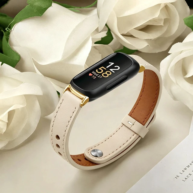 Alt view image 3 of 6 - Leather Band, Beige/Gold,for Fitbit Inspire 3 for Fitbit Inspire 3/2/1 Bands,Adjustable,Sport,Replacement Straps,for Women & Men