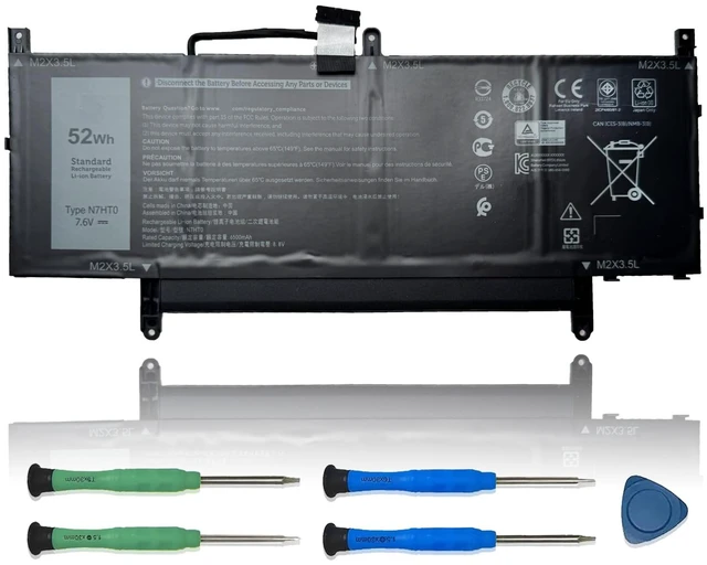 Main image of N7HT0 Laptop Battery Replacement for Dell Latitude 9510 2-in-1 Latitude 9510 9520 P94F P95F P95F001 Series TVKGH V5K68 N2NLL HYMNG 08NFC7 N2NLL N7HTO 0PKW00 089GNG 0HYMNG 7.6V 52Wh 6500mAh