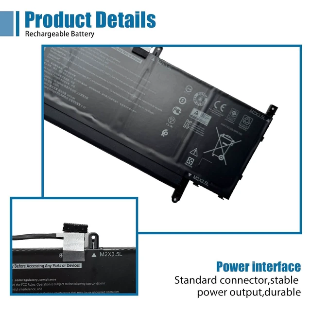 Alt view image 3 of 6 - N7HT0 Laptop Battery Replacement for Dell Latitude 9510 2-in-1 Latitude 9510 9520 P94F P95F P95F001 Series TVKGH V5K68 N2NLL HYMNG 08NFC7 N2NLL N7HTO 0PKW00 089GNG 0HYMNG 7.6V 52Wh 6500mAh