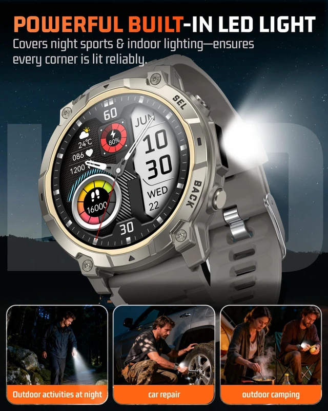 Alt view image 3 of 7 - Smart Watch for Men Fitness Tracker: Military Make Answer Call LED Digital Mens Watches Waterproof Smartwatch Android Phone iPhone Samsung Compatible Sleep SpO2 Heart Rate Monitor Step Pedometer
