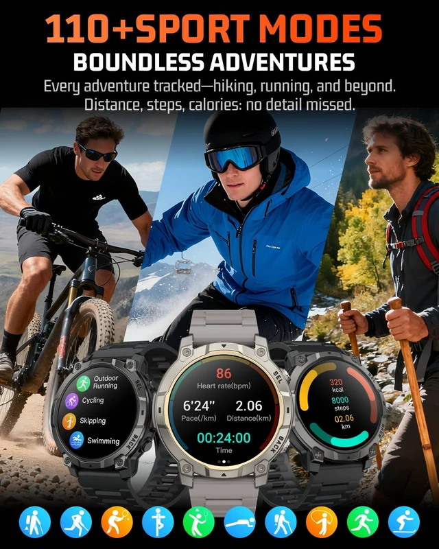 Alt view image 6 of 7 - Smart Watch for Men Fitness Tracker: Military Make Answer Call LED Digital Mens Watches Waterproof Smartwatch Android Phone iPhone Samsung Compatible Sleep SpO2 Heart Rate Monitor Step Pedometer