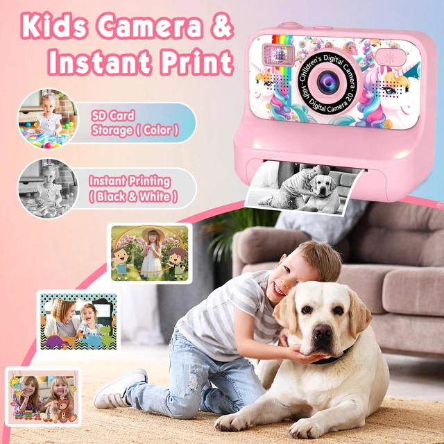 Alt view image 4 of 7 - Kids Camera, Upgrade Kids Camera Instant Print, Front Rear Dual Selfie Digital CAM with 1080P Videos, Portable Travel Toy with Games and Music, Christmas Birthday Gift for Boys, Girls and Teens