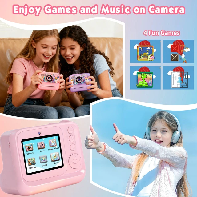 Alt view image 7 of 7 - Kids Camera, Upgrade Kids Camera Instant Print, Front Rear Dual Selfie Digital CAM with 1080P Videos, Portable Travel Toy with Games and Music, Christmas Birthday Gift for Boys, Girls and Teens