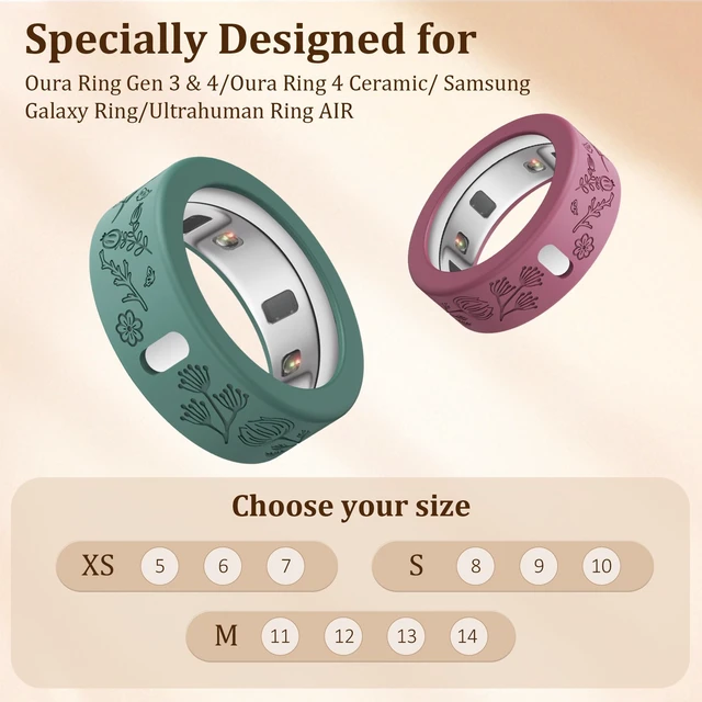 Alt view image 3 of 6 - Floral Cover for Oura Ring 4/3/ 4 Ceramic/Samsung/Ultrahuman, Support Charging Silicone Ring Protector for Women/Girls/Men, Dressy Accessories, 12 Pack (Multicolor, XS)