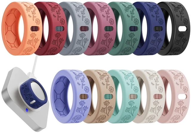 Main image of Floral Cover for Oura Ring 4/3/ 4 Ceramic/Samsung/Ultrahuman, Support Charging Silicone Ring Protector for Women/Girls/Men, Dressy Accessories, 12 Pack (Multicolor, XS)