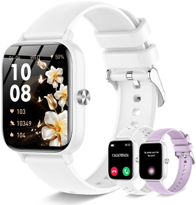 Main image of Smart Watch for Women Men (Answer/Make Call), Fitness Tracker, 1.83" HD Screen with 24-Hour Heart Rate/Sleep Monitor, IP68 Waterproof, 130+ Sports Modes, Smartwatch for Android iOS, White
