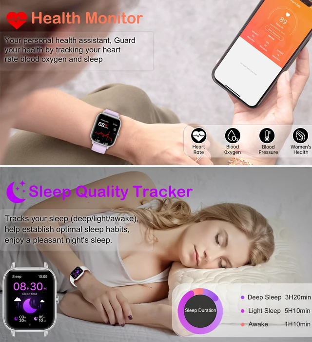 Alt view image 4 of 7 - Smart Watch for Women Men (Answer/Make Call), Fitness Tracker, 1.83" HD Screen with 24-Hour Heart Rate/Sleep Monitor, IP68 Waterproof, 130+ Sports Modes, Smartwatch for Android iOS, White