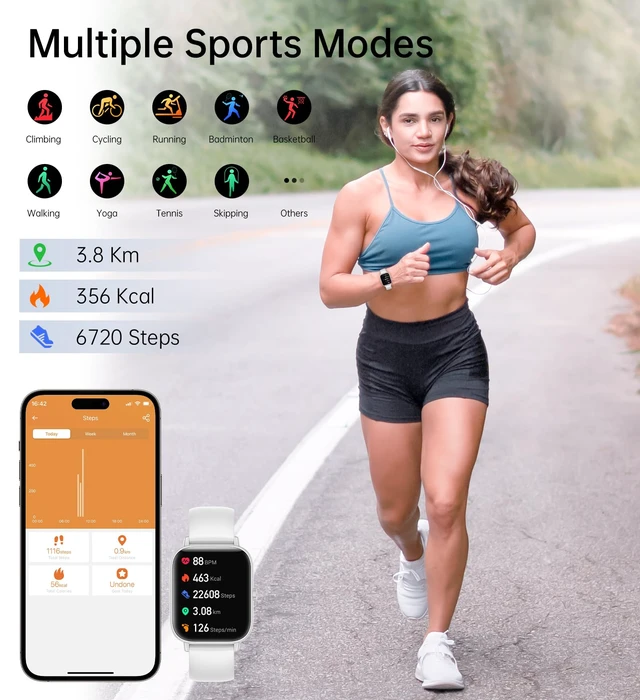 Alt view image 5 of 7 - Smart Watch for Women Men (Answer/Make Call), Fitness Tracker, 1.83" HD Screen with 24-Hour Heart Rate/Sleep Monitor, IP68 Waterproof, 130+ Sports Modes, Smartwatch for Android iOS, White
